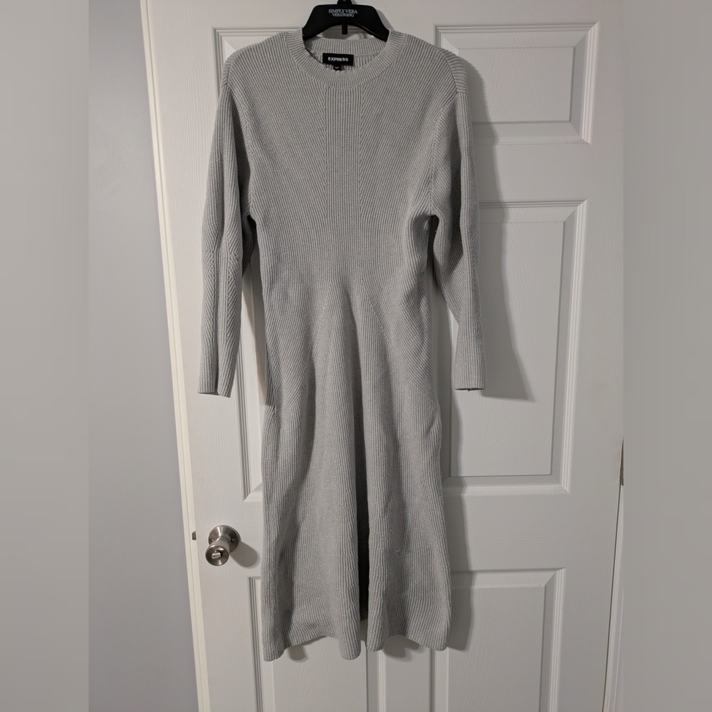 NWOT Express Light Gray Long Sleeve Sweater Dress Size M